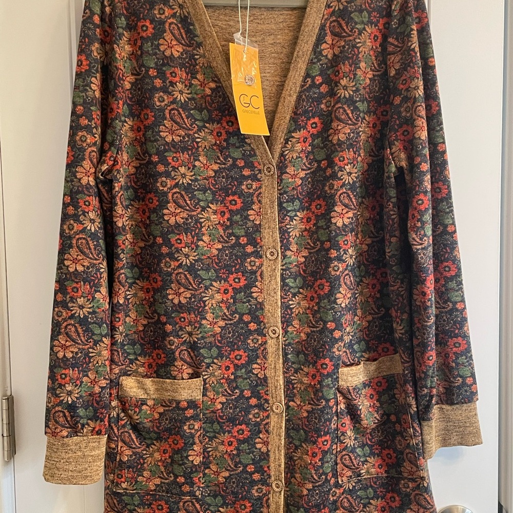 Floral-Paisley Cardigan Sweater